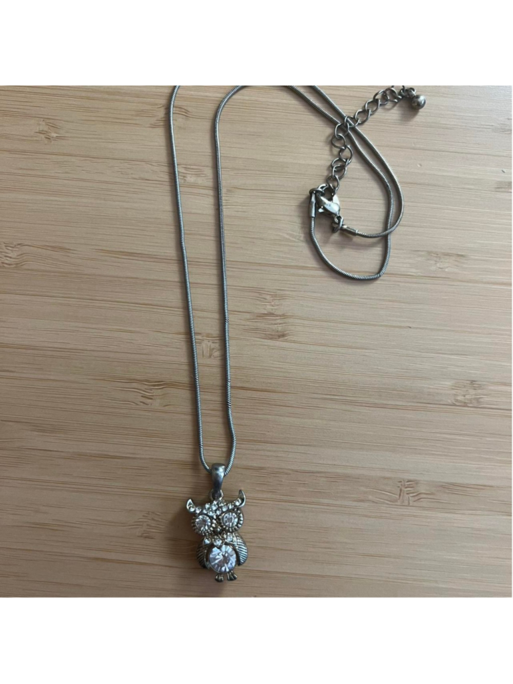Gold owl charm necklace